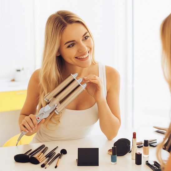 fer a friser professionnel femme blonde