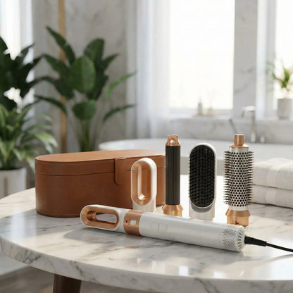 5 en 1 seche - cheveux blanc sur table