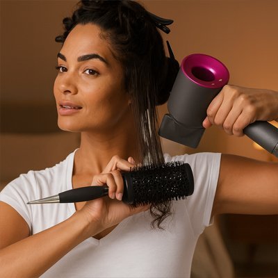seche cheveux ionique gris et rose