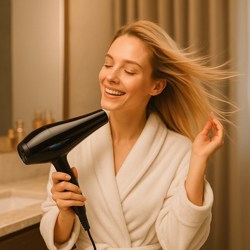 Seche cheveux noir femme blonde