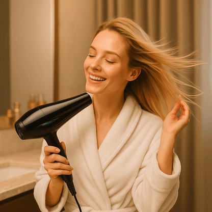 Seche cheveux noir femme blonde